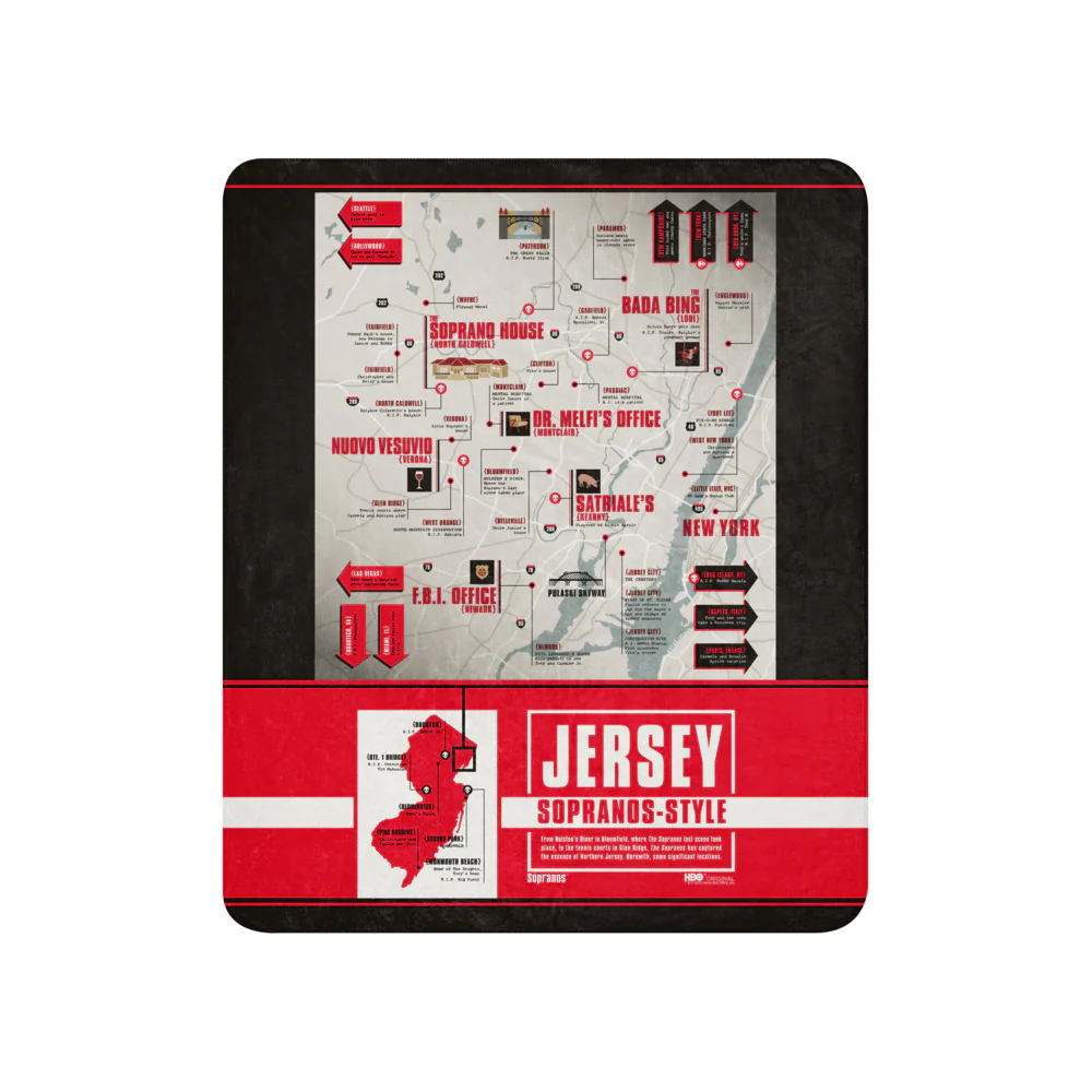 The Sopranos Map of Jersey Sherpa Blanket