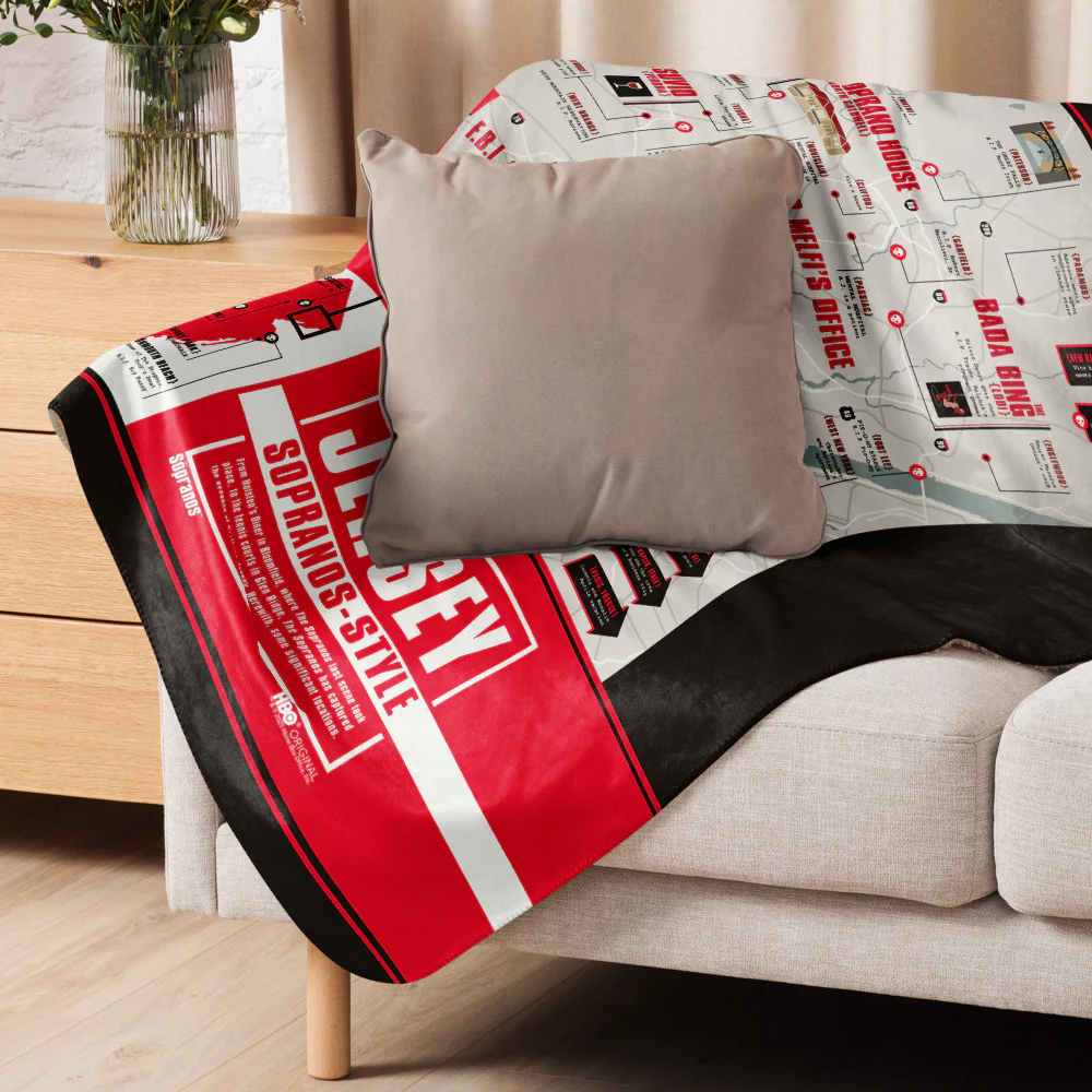The Sopranos Map of Jersey Sherpa Blanket 5 The Sopranos Map of Jersey Sherpa Blanket