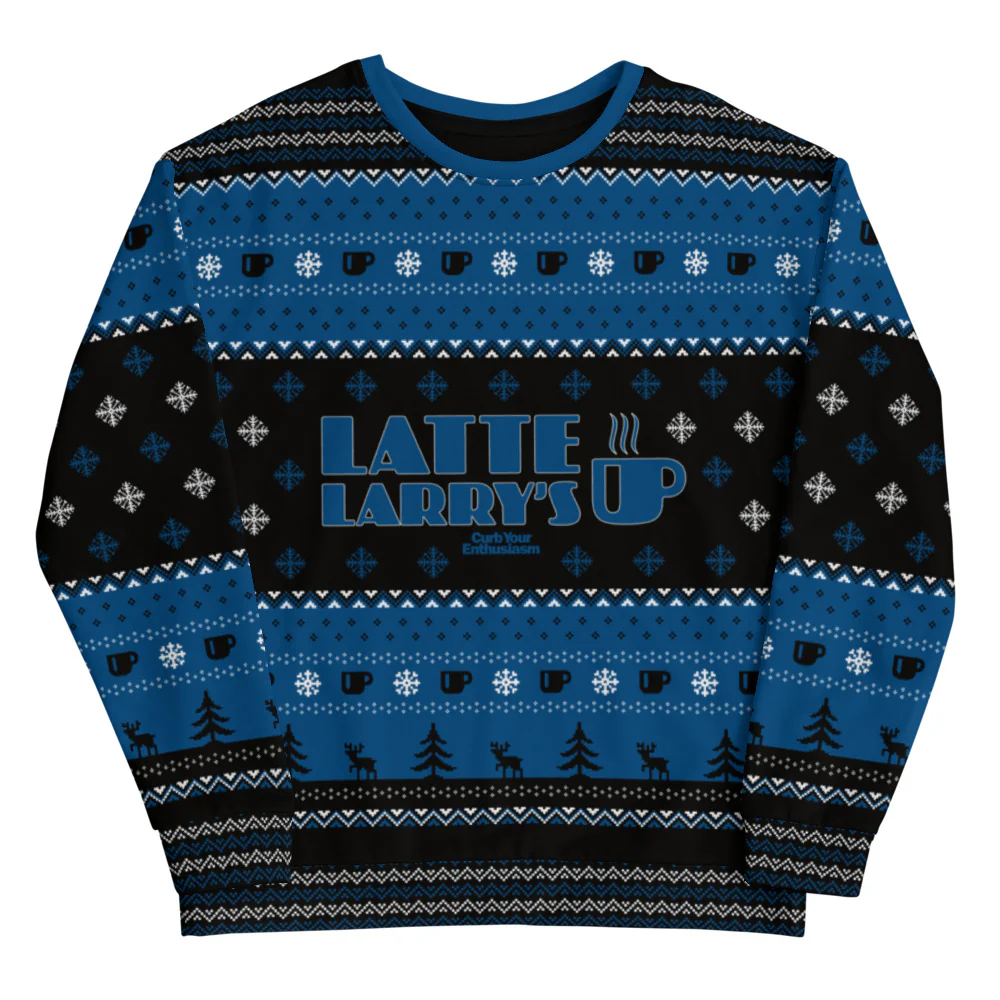 Curb Your Enthusiasm Latte Larry Holiday Crewneck Sweatshirt