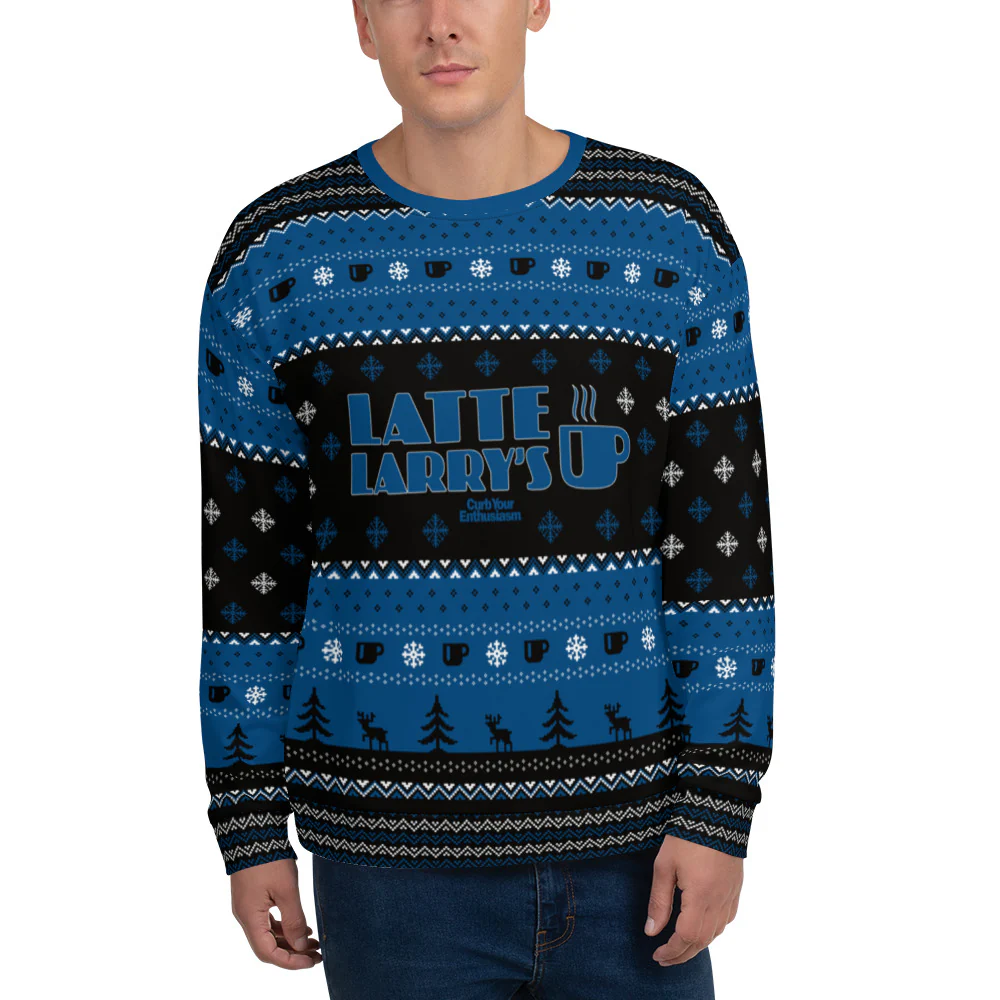 Curb Your Enthusiasm Latte Larry Holiday Crewneck Sweatshirt