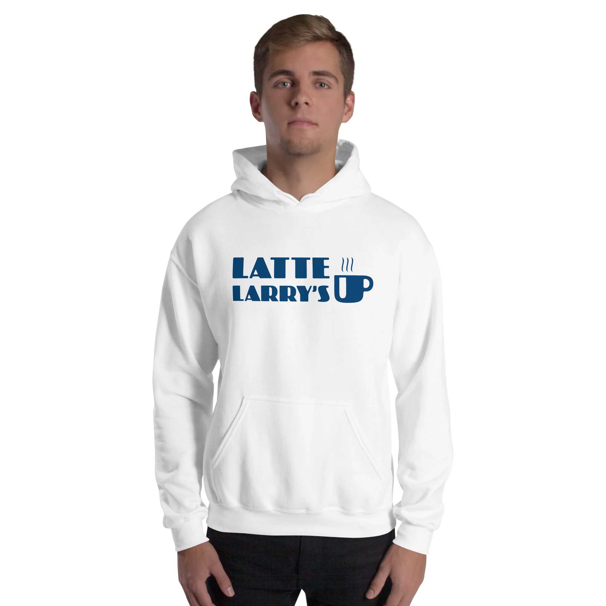 Curb Your Enthusiasm Latte Larry's Blue Logo Hoodie