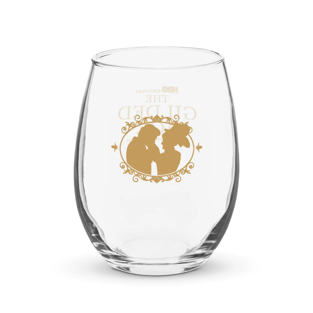 The Gilded Age Marian and Larry Stemless Wine Glass