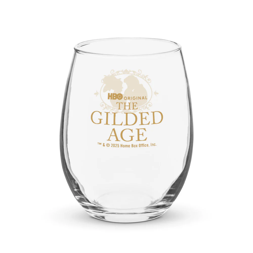 The Gilded Age Marian and Larry Stemless Wine Glass