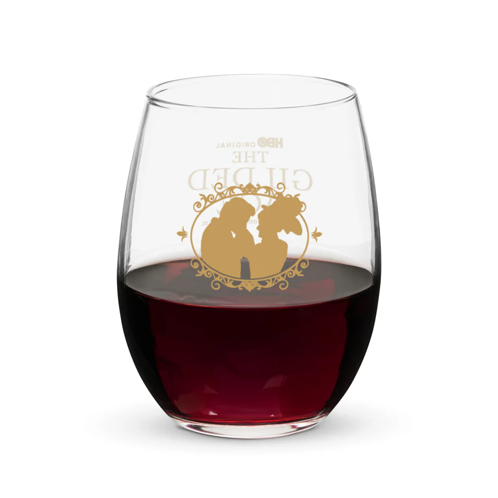 The Gilded Age Marian and Larry Stemless Wine Glass