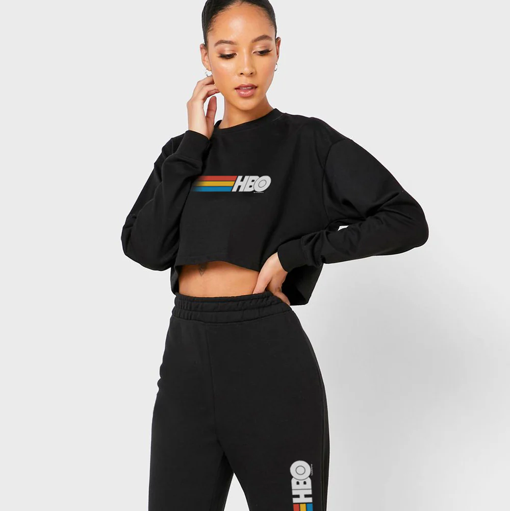 HBO Iconic Logo Women's Fleece Crop Sweatshirt 2 HBO Iconic Logo Women's Fleece Crop Sweatshirt