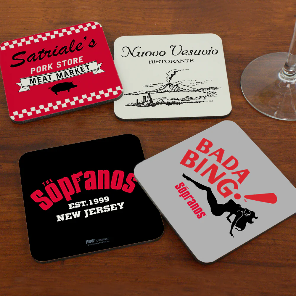 The Sopranos Coaster Set with Mahagony Holder