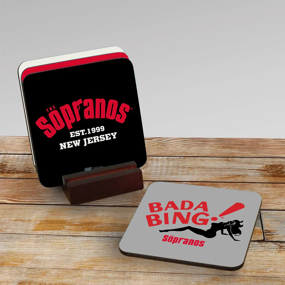 The Sopranos Coaster Set with Mahagony Holder