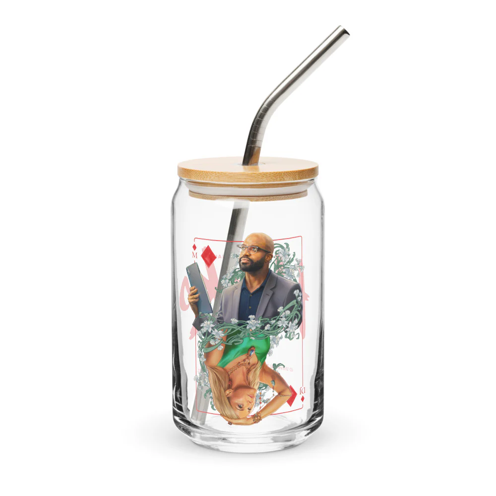 Hacks Marcus and Vance Can-Shaped Glass with Lid and Straw
