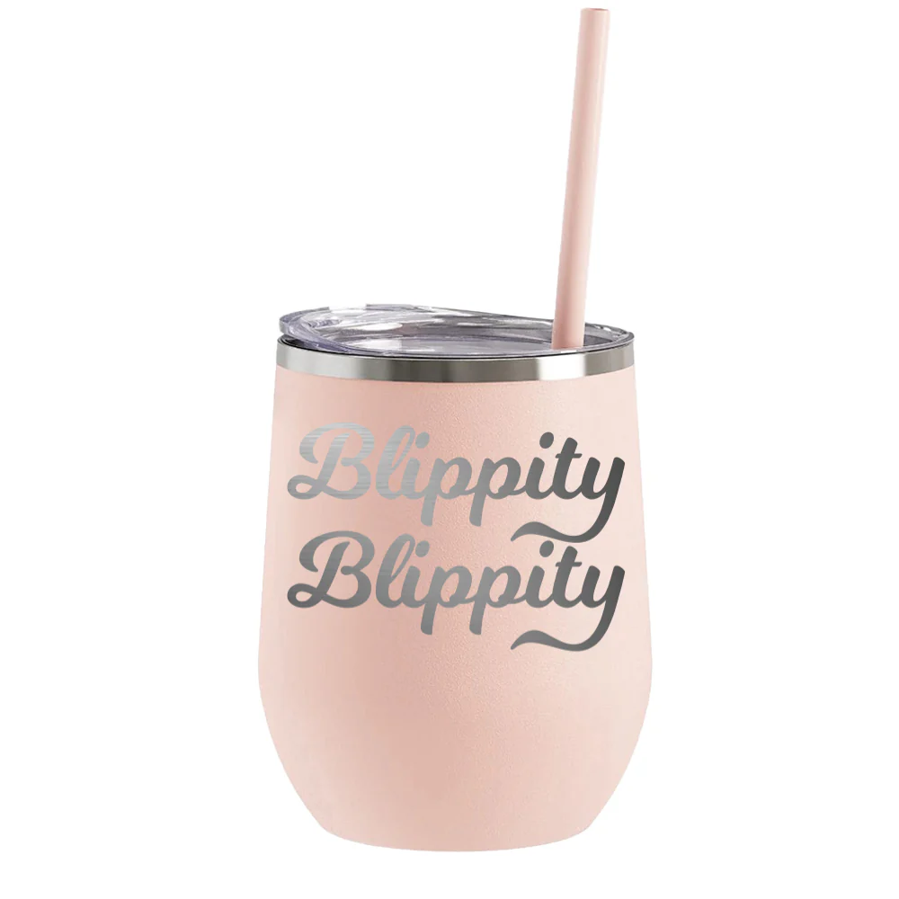 A Black Lady Sketch Show Blippity Blippity Laser Engraved Wine Tumbler with Straw