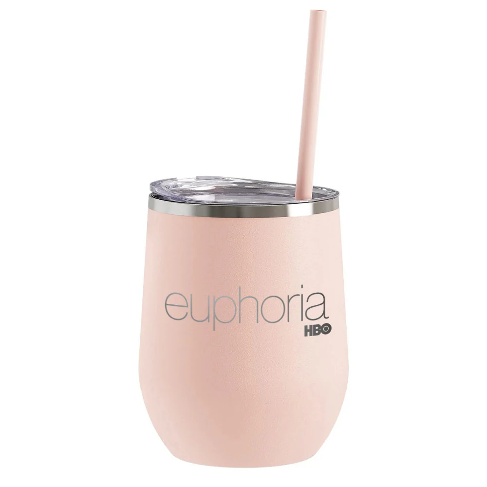 Euphoria Logo Laser Engraved Wine Tumbler with Straw