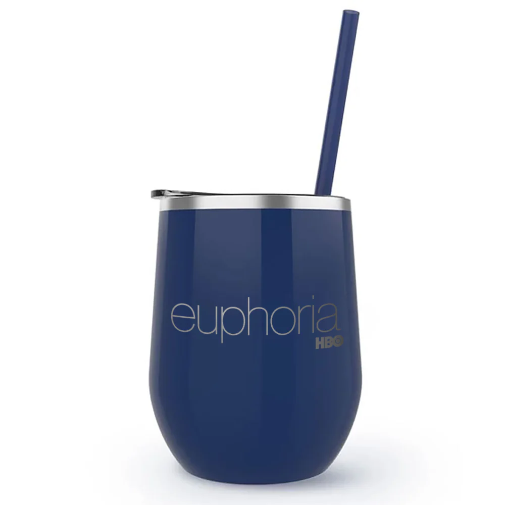 Euphoria Logo Laser Engraved Wine Tumbler with Straw