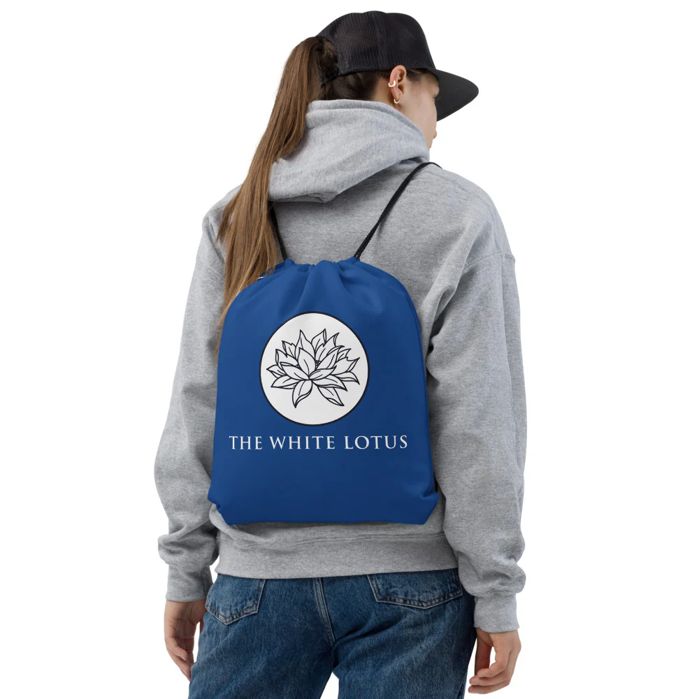 The White Lotus Logo Drawstring Bag