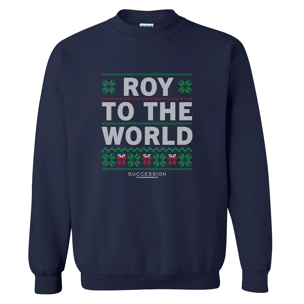 Succession Roy To The World Ugly Holiday Fleece Crewneck Sweatshirt