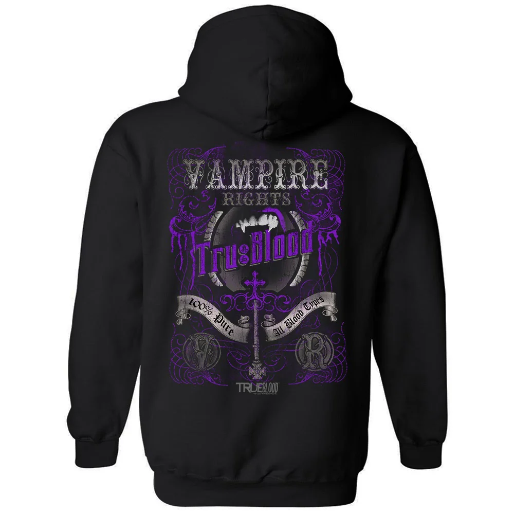 True Blood Vampire Rights Fleece Zip-Up Hooded Sweatshirt