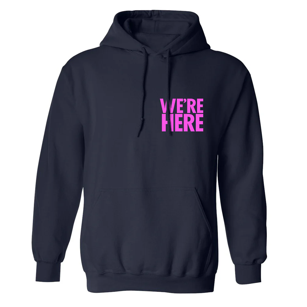 We're Here Rainbow Logo Fleece Hooded Sweatshirt