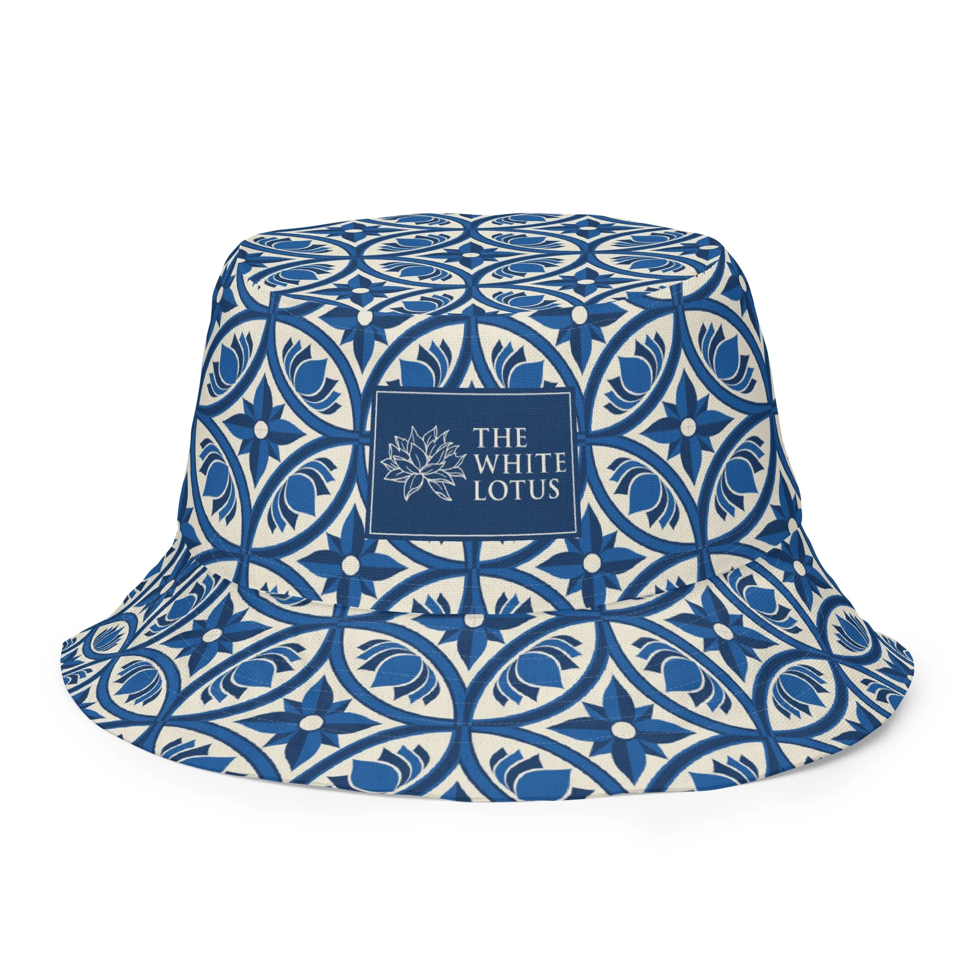 The White Lotus Flower Pattern Reversible Bucket Hat