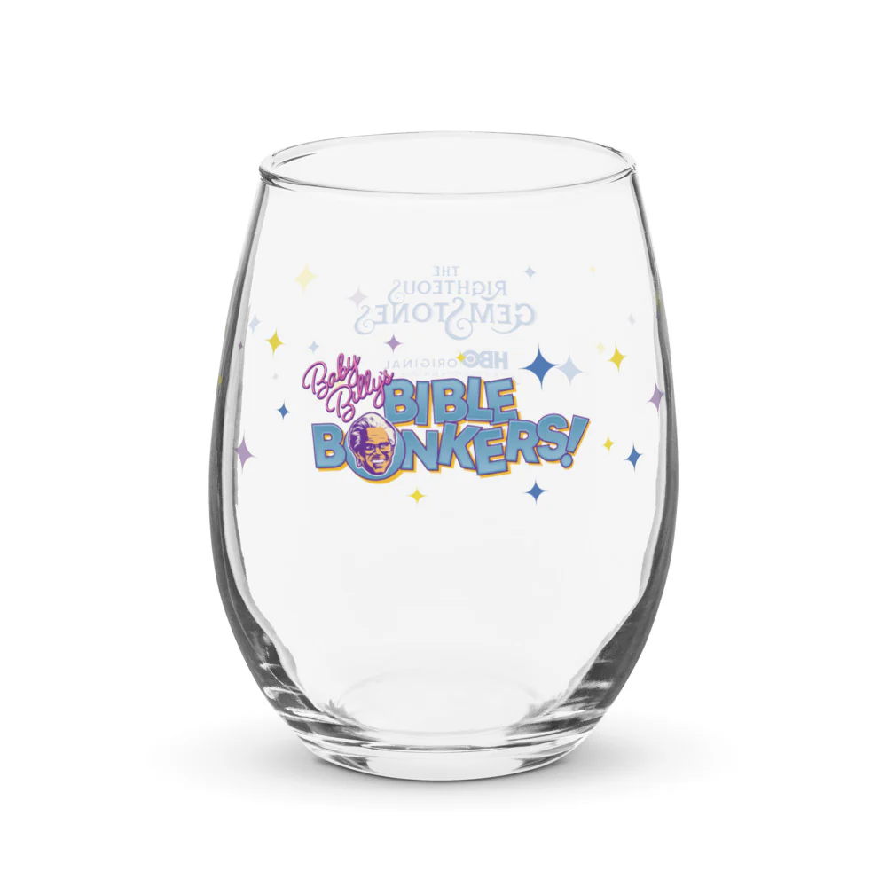 The Righteous Gemstones Baby Billy's Bible Bonkers Stemless Wine Glass
