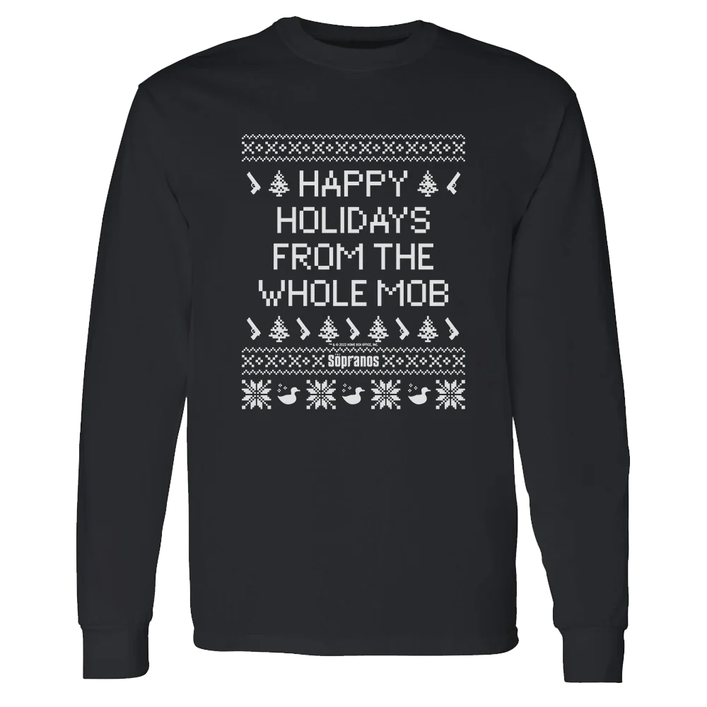 The Sopranos Whole Mob Ugly Holiday Adult Long Sleeve T-Shirt