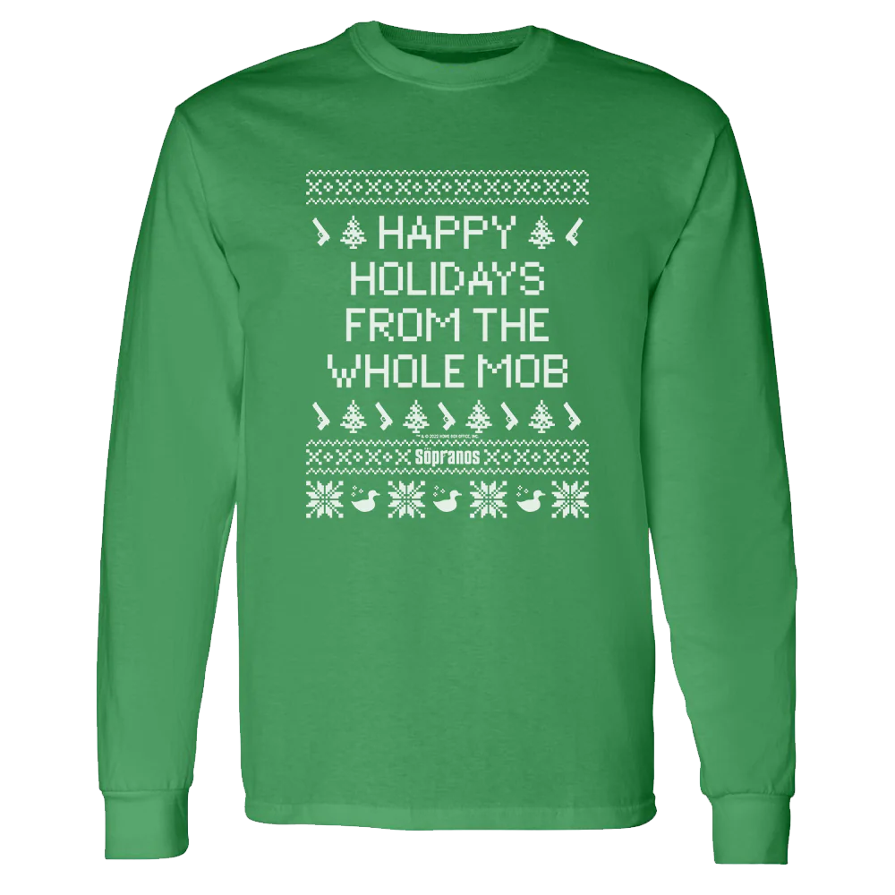 The Sopranos Whole Mob Ugly Holiday Adult Long Sleeve T-Shirt