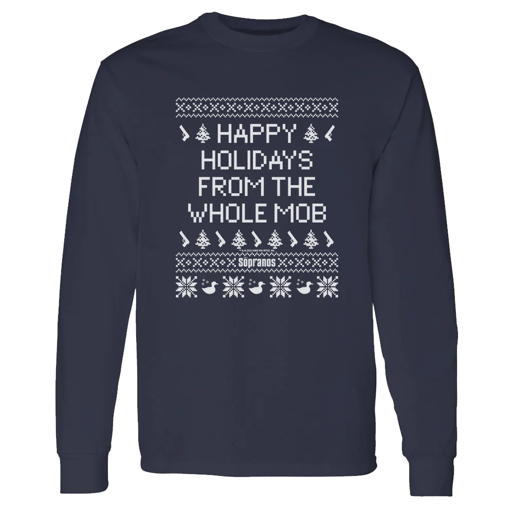 The Sopranos Whole Mob Ugly Holiday Adult Long Sleeve T-Shirt