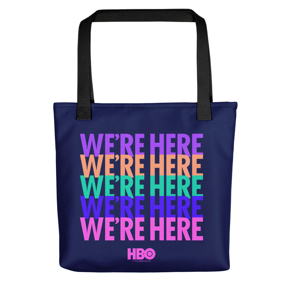 We're Here Rainbow Logo Premium Tote Bag