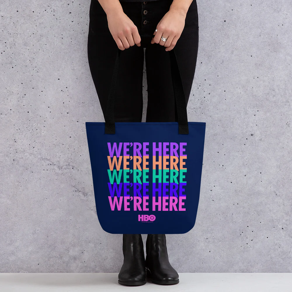We're Here Rainbow Logo Premium Tote Bag 2 We're Here Rainbow Logo Premium Tote Bag